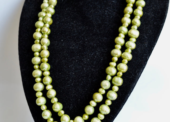 42 inches Apple Green Color 2 Sizes Potato Shape Freshwater Pearl Necklaces Long Necklace #810