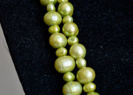 42 inches Apple Green Color 2 Sizes Potato Shape Freshwater Pearl Necklaces Long Necklace #810