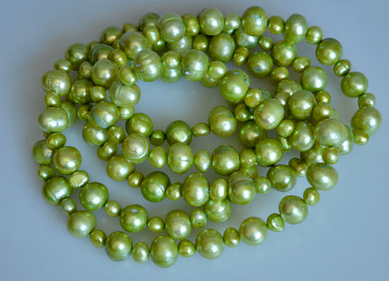 42 inches Apple Green Color 2 Sizes Potato Shape Freshwater Pearl Necklaces Long Necklace #810