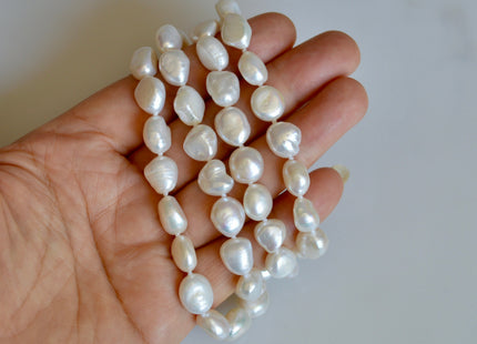32/40/54/64/90 Inches 9-10x11-12 mm Natural White Color Hand Knotted Rice Nugget Pearl Necklaces Long Pearl Necklace #811