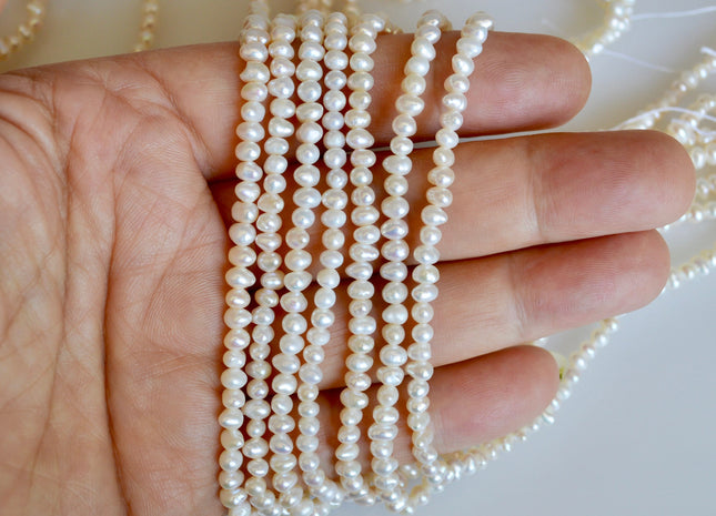 3.5-4 mm Natural White Freshwater Pearl Beads Small Potato White Freshwater Pearl Beads #823