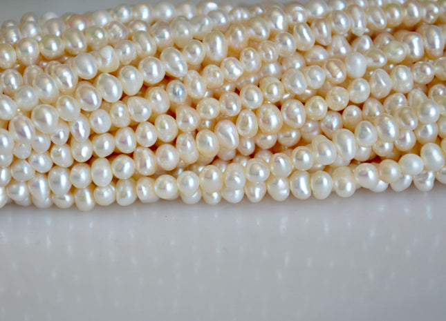 3.5-4 mm Natural White Freshwater Pearl Beads Small Potato White Freshwater Pearl Beads #823