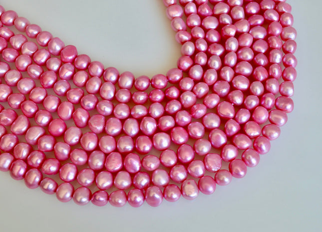 8-9mm Nugget Shape Pink Color Freshwater Pearl Beads Genuine Pearl Beads #828