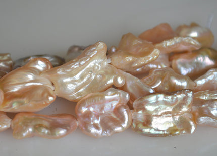 15x20-25 mm AA Large Hole Jumbo Biwa Stick Half Strand Freshwater Pearls Hole Size 2.2mm Genuine Freshwater Keshi Biwa Pearl Beads #760