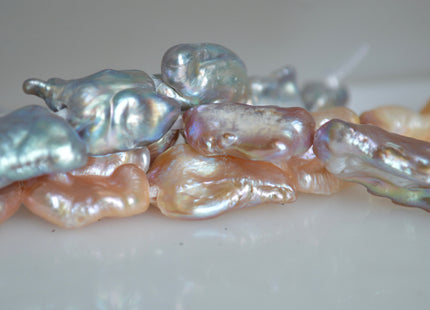 15x20-25 mm AA Large Hole Jumbo Biwa Stick Half Strand Freshwater Pearls Hole Size 2.2mm Genuine Freshwater Keshi Biwa Pearl Beads #760