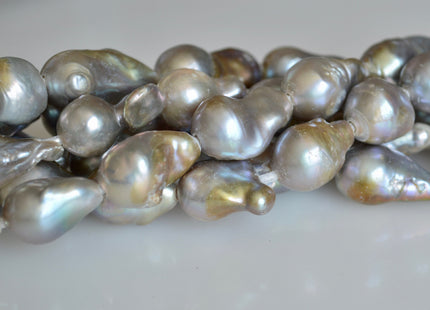 Large Hole Baroque Freshwater Pearls Irregular Drop Shape Hole 2mm Beads Size Approx. 15-20x12-13mm #762