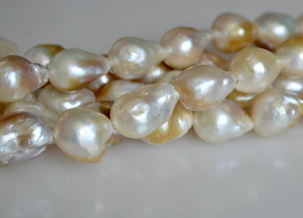 Large Hole Baroque Freshwater Pearls Irregular Drop Shape Hole 2mm Beads Size Approx. 15-20x12-13mm #762