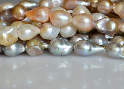 Large Hole Baroque Freshwater Pearls Irregular Drop Shape Hole 2mm Beads Size Approx. 15-20x12-13mm #762