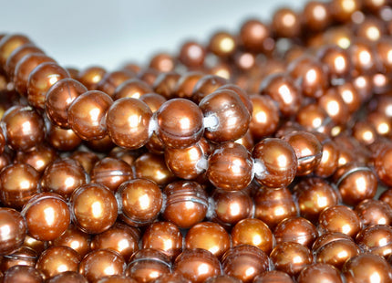 Large Hole Luster Brown Freshwater Pearls Potato Shape Hole 2.2mm Beads Size Approx. 9-10mm #767