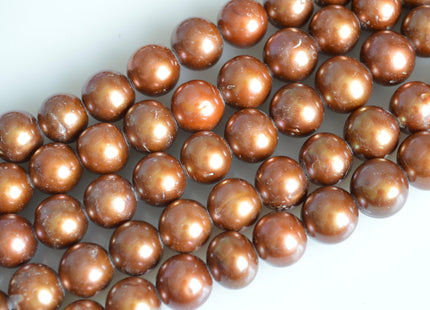 11.5-13 mm AAA Large Hole Dark Brown Half Strand Freshwater Pearl Beads Round Shape Hole 2.2mm #768
