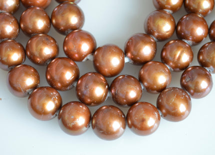 11.5-13 mm AAA Large Hole Dark Brown Half Strand Freshwater Pearl Beads Round Shape Hole 2.2mm #768