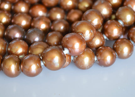 11.5-13 mm AAA Large Hole Dark Brown Half Strand Freshwater Pearl Beads Round Shape Hole 2.2mm #768