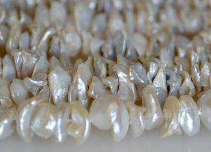 6-8 mm Keshi Freshwater Pearl Beads Center Drilled Cornflakes Shape Silver/White Color #773
