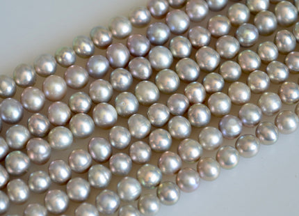 6-6.5mm 7mm AAA Pinkish Gray Color Off Round Freshwater Pearl Beads Genuine High Luster Near Round Pearl Beads #517