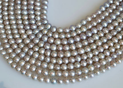 6-6.5mm 7mm AAA Pinkish Gray Color Off Round Freshwater Pearl Beads Genuine High Luster Near Round Pearl Beads #517