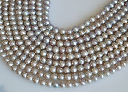 6-6.5mm 7mm AAA Pinkish Gray Color Off Round Freshwater Pearl Beads Genuine High Luster Near Round Pearl Beads #517
