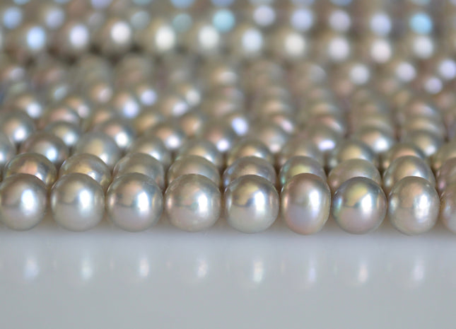 6-6.5mm 7mm AAA Pinkish Gray Color Off Round Freshwater Pearl Beads Genuine High Luster Near Round Pearl Beads #517