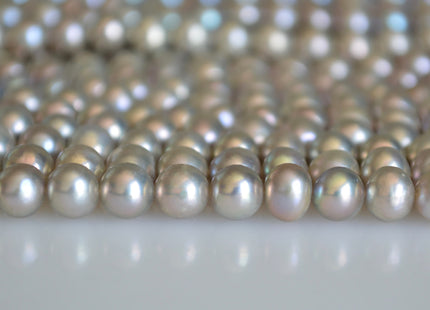 6-6.5mm 7mm AAA Pinkish Gray Color Off Round Freshwater Pearl Beads Genuine High Luster Near Round Pearl Beads #517