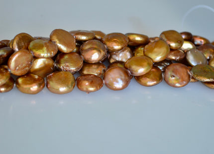 13 mm Freshwater Coin Pearl Copper Color, Cultured Freshwater Coin Pearl, Genuine Freshwater Pearl Beads, Loose Beads #148