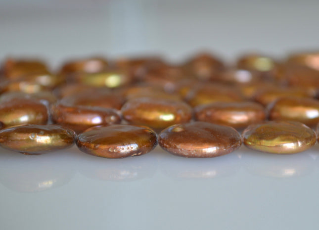 13 mm Freshwater Coin Pearl Copper Color, Cultured Freshwater Coin Pearl, Genuine Freshwater Pearl Beads, Loose Beads #148
