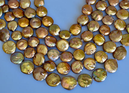 13 mm Freshwater Coin Pearl Copper Color, Cultured Freshwater Coin Pearl, Genuine Freshwater Pearl Beads, Loose Beads #148