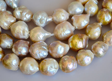 12-16mm Large Hole Natural Pink Mauve Seaweed Color Baroque Pearl Beads Graduated Off Round Potato Shape Hole Size 2.2mm #777