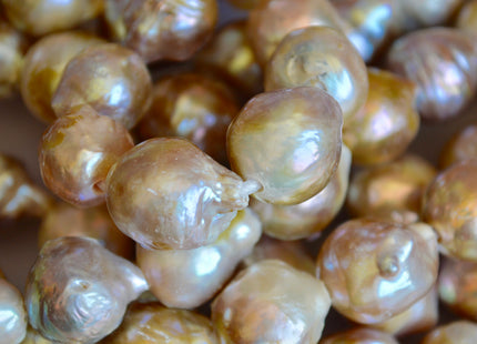 12-16mm Large Hole Natural Pink Mauve Seaweed Color Baroque Pearl Beads Graduated Off Round Potato Shape Hole Size 2.2mm #777