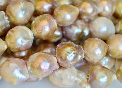 12-16mm Large Hole Natural Pink Mauve Seaweed Color Baroque Pearl Beads Graduated Off Round Potato Shape Hole Size 2.2mm #777