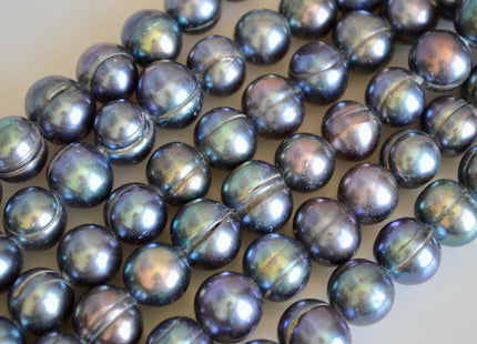 12-15 mm Large Hole Half Strand Peacock Freshwater Pearl Beads Potato Shape Hole 2.2mm 2.5mm & 4.0mm #779