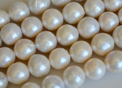 12-15mm Large Hole Natural White Freshwater Pearl Beads Graduated Off Round Shape Hole 2.2mm #780