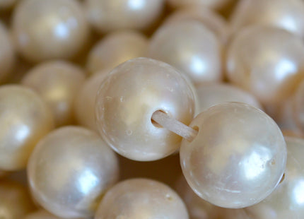 12-15mm Large Hole Natural White Freshwater Pearl Beads Graduated Off Round Shape Hole 2.2mm 16" Strands #780