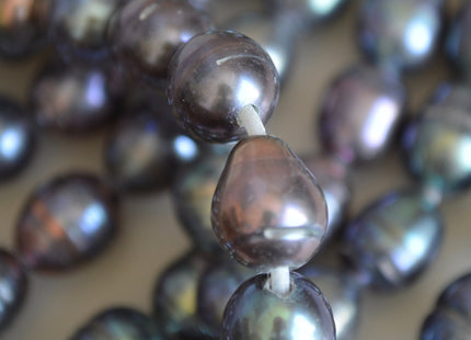 12 x 15 mm Large Hole Peacock Rice/Oval Genuine Freshwater Pearl Beads 2.2 mm Hole Pearl #380