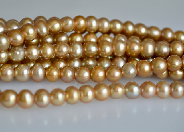6-7 mm Large Hole Potato Freshwater Pearl Light Champagne Color Hole Size 1.8mm, Large Hole Beads, Large Hole Pearl Beads #6