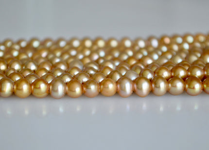 6-7 mm Large Hole Potato Freshwater Pearl Light Champagne Color Hole Size 1.8mm, Large Hole Beads, Large Hole Pearl Beads #6