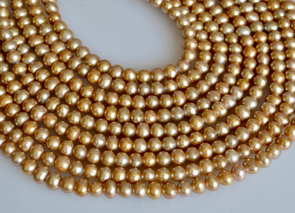 6-7 mm Large Hole Potato Freshwater Pearl Light Champagne Color Hole Size 1.8mm, Large Hole Beads, Large Hole Pearl Beads #6