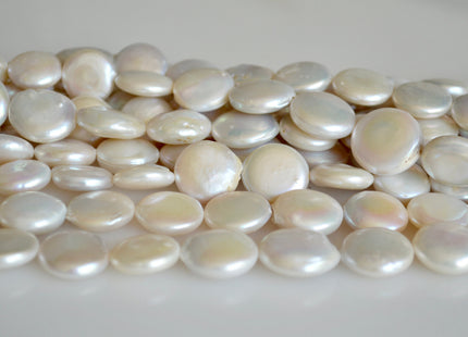 15-20 mm AAA High Quality Large White Coin Freshwater Pearls High Luster Limited Edition Natural Pearls Flat Coin Pearl Beads #255