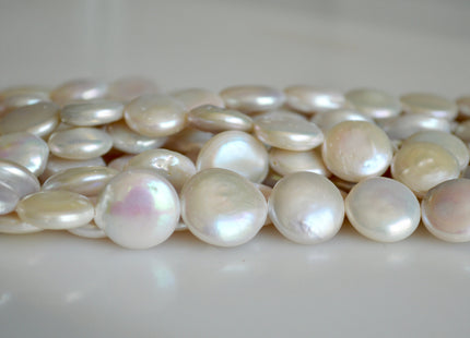 15-20 mm AAA High Quality Large White Coin Freshwater Pearls High Luster Limited Edition Natural Pearls Flat Coin Pearl Beads #255