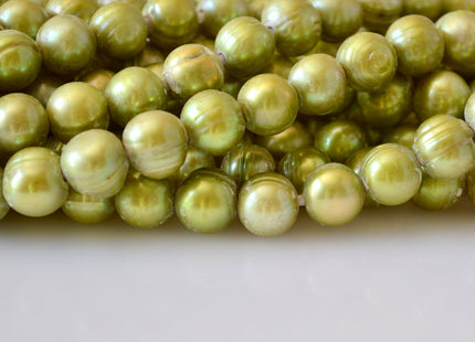 9-11 mm Large Hole Potato Shape Cyan Blue and Lime Green Color Freshwater Pearl Beads Hole 2.1mm Genuine Freshwater LargeHole Pearls # 794