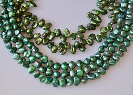 6x8mm Green Color Keishi Freshwater Pearl Beads Top & Top To Bottom Drilled Pearl Beads #799