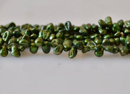 6x8mm Green Color Keishi Freshwater Pearl Beads Top & Top To Bottom Drilled Pearl Beads #799