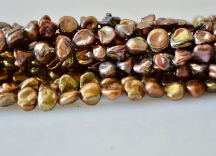 8-10mm Copper Brown Or Purple Copper Color Cornflakes Shape Keshi Freshwater Pearl Beads #800