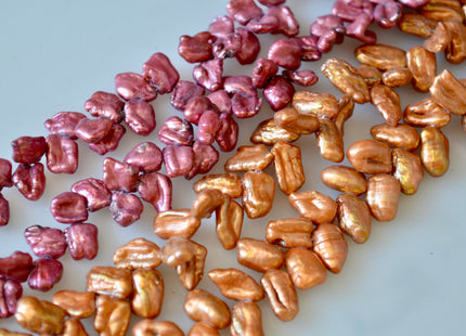 6x8-9mm and 8x10-12mm Dancing Biwa Stick Freshwater Pearl Beads Pink and Brown Color Top Drilled #801