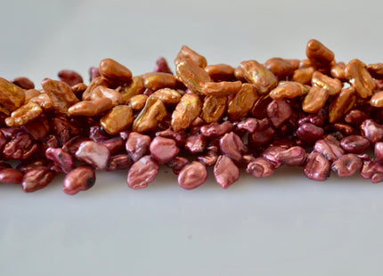 6x8-9mm and 8x10-12mm Dancing Biwa Stick Freshwater Pearl Beads Pink and Brown Color Top Drilled #801