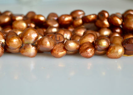 8x10x15-18mm Peanut Fun Shape Brown Color Center Drilled Freshwater Pearl Beads #842