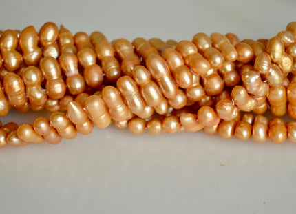 6-7x14-18mm Peanut Fun Shape Yellow/Gold Color Double Drilled Freshwater Pearl Beads #844