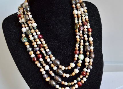 72 inches 6-12 mm Multi Color and Shape Freshwater Pearl Necklaces Long Pearl Necklace #845