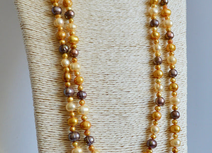 72 inches 5-9mm Multi Color and Potato Shape Freshwater Pearl Necklaces Long Pearl Necklace #846