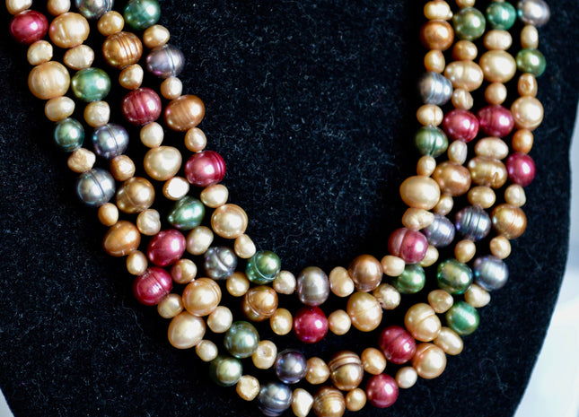 72 inches 5-8mm Multi Color and Multi Shape Freshwater Pearl Necklaces Long Pearl Necklace #849