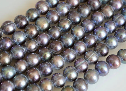 8-9mm Large Hole Dark Peacock Color Potato Shape Freshwater Pearl Beads 2mm Hole B grade #867