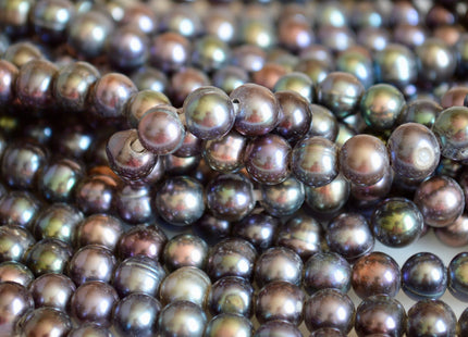 8-9mm Large Hole Dark Peacock Color Potato Shape Freshwater Pearl Beads 2mm Hole B grade #867